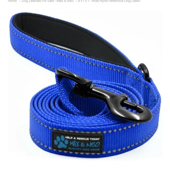 Dog Leash: Blue NWT 6-foot Nylon Reflective Dog Leashes - Picture 1 of 2